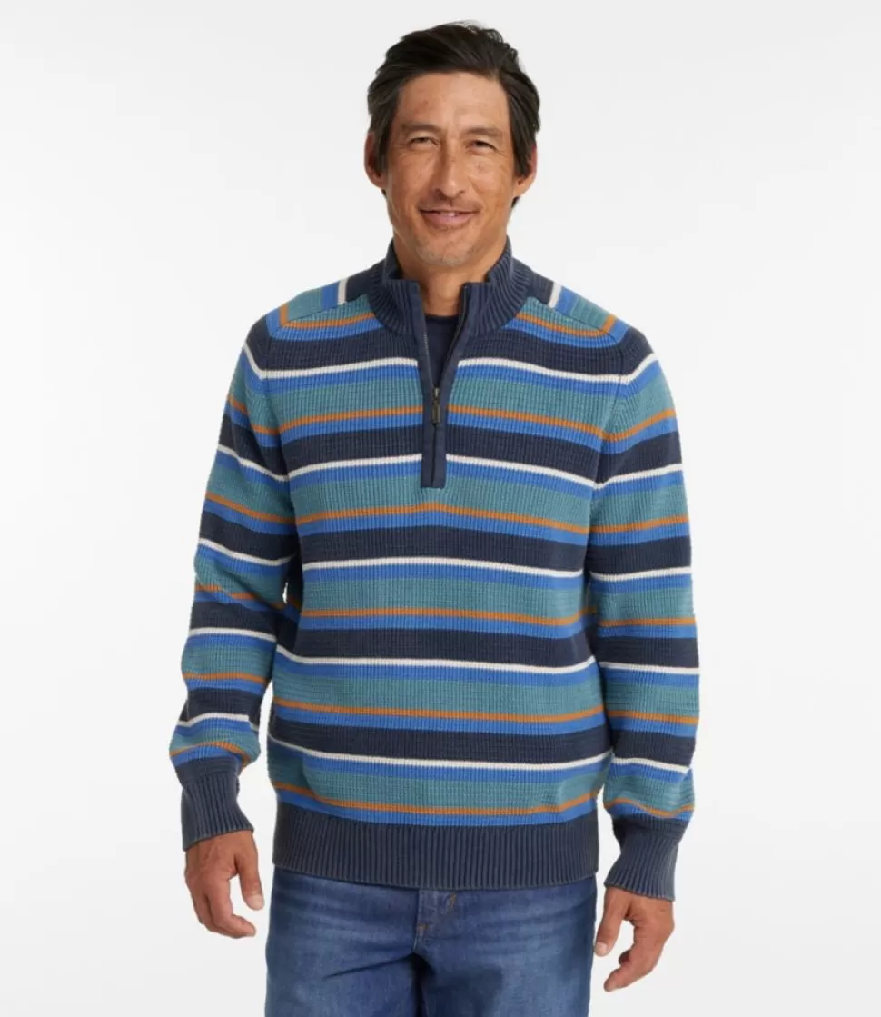 Store "Men's Textured Washed Cotton Sweaters, Quarter Zip, Stripe" Sweaters