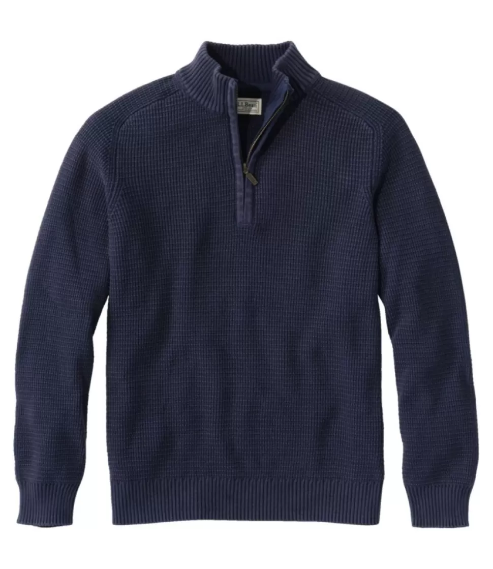 Sale "Men's Textured Washed Cotton Sweaters, Quarter-Zip" Sweaters