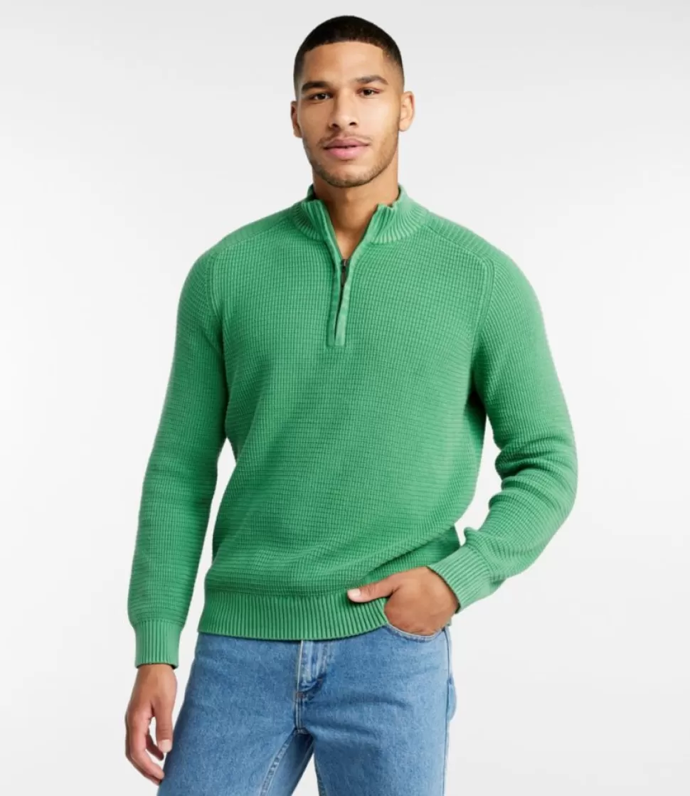 Sale "Men's Textured Washed Cotton Sweaters, Quarter-Zip" Sweaters