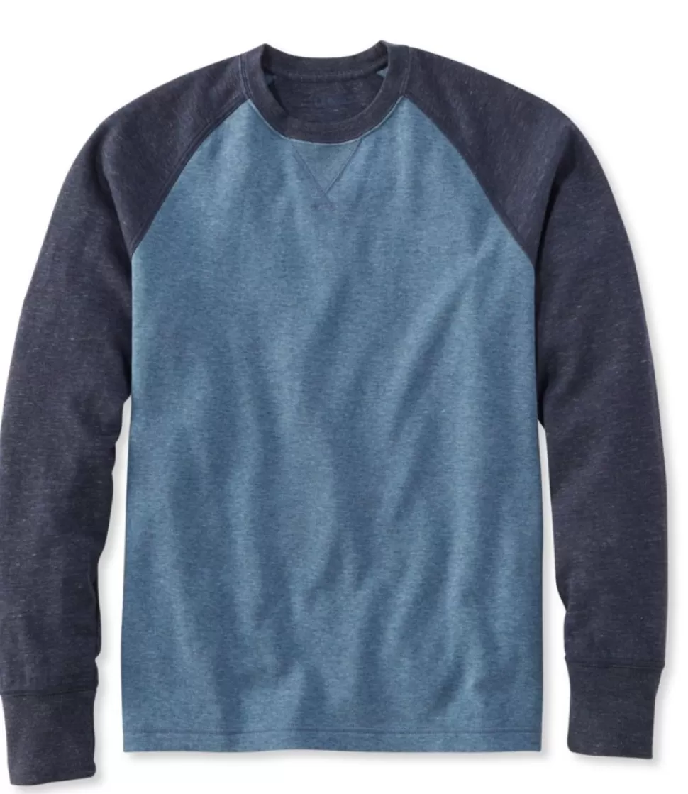 Outlet "Men's Washed Cotton Double-Knit Crewneck, Slightly Fitted Long-Sleeve Colorblock" Shirts
