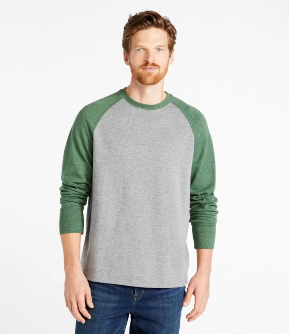 Outlet "Men's Washed Cotton Double-Knit Crewneck, Slightly Fitted Long-Sleeve Colorblock" Shirts