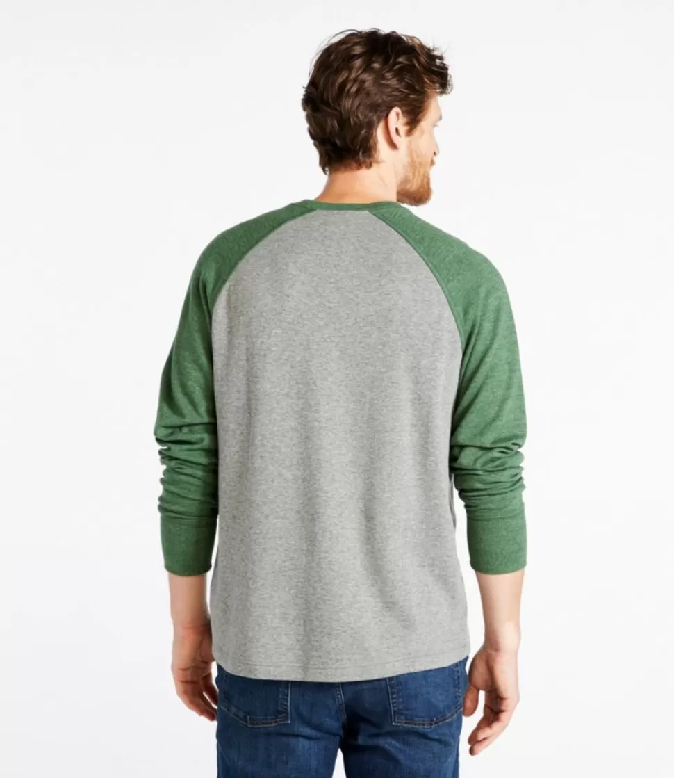 Outlet "Men's Washed Cotton Double-Knit Crewneck, Slightly Fitted Long-Sleeve Colorblock" Shirts