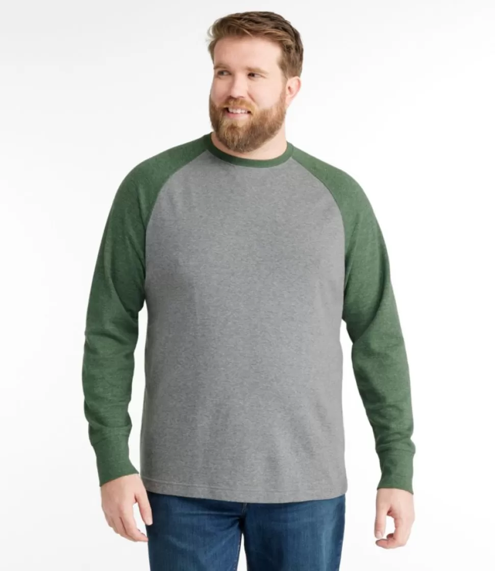 Outlet "Men's Washed Cotton Double-Knit Crewneck, Slightly Fitted Long-Sleeve Colorblock" Shirts