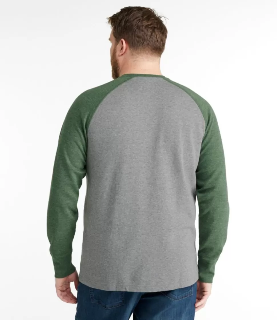 Outlet "Men's Washed Cotton Double-Knit Crewneck, Slightly Fitted Long-Sleeve Colorblock" Shirts