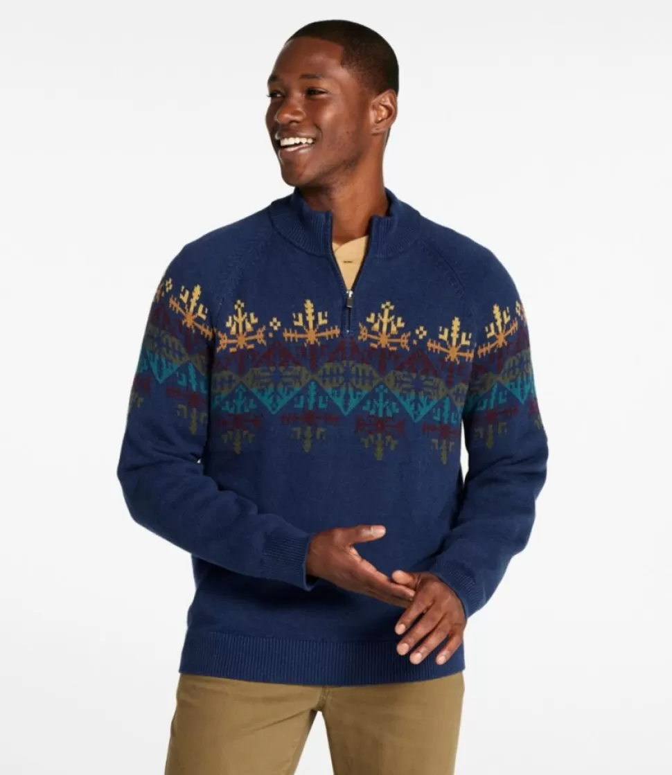 Sale "Men's Wicked Soft Cotton/Cashmere Sweater, 1/4 Zip, Pattern" Sweaters