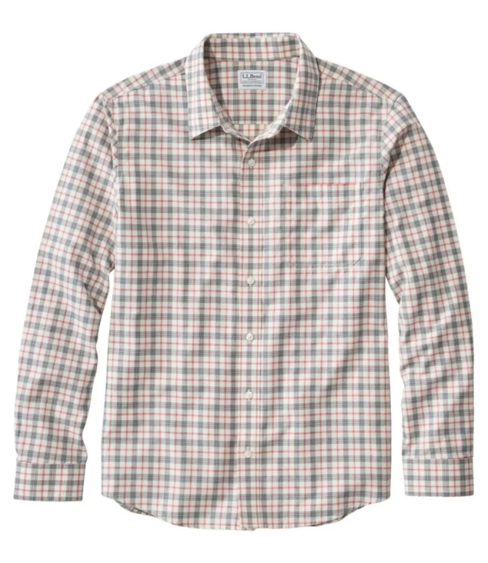 Fashion "Men's Wrinkle-Free Ultrasoft Brushed Cotton Shirt, Long-Sleeve, Slightly Fitted Untucked Fit" Shirts