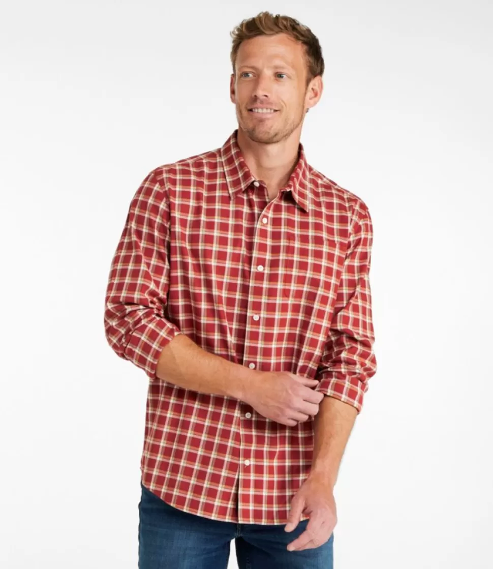 Fashion "Men's Wrinkle-Free Ultrasoft Brushed Cotton Shirt, Long-Sleeve, Slightly Fitted Untucked Fit" Shirts