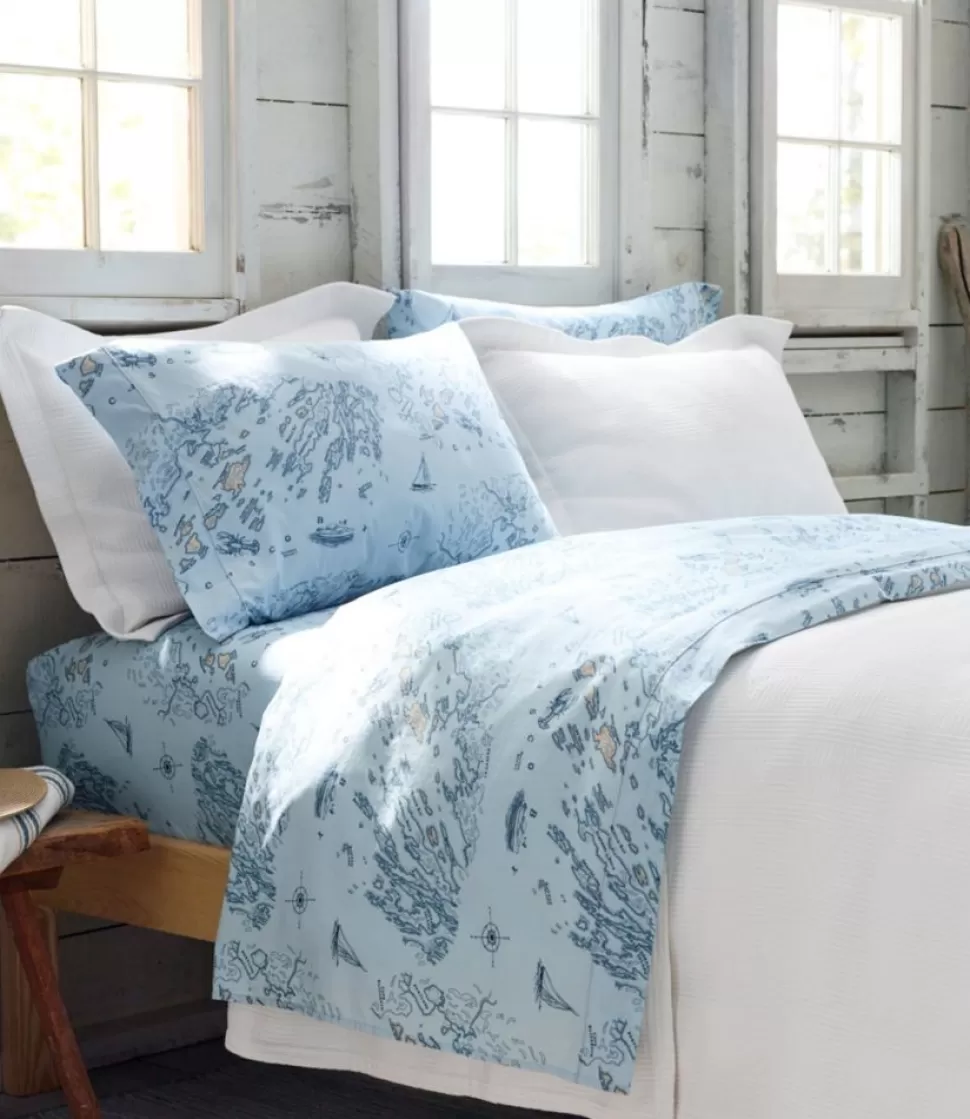 Cheap "Nautical Map Percale Sheet Collection" Bedding