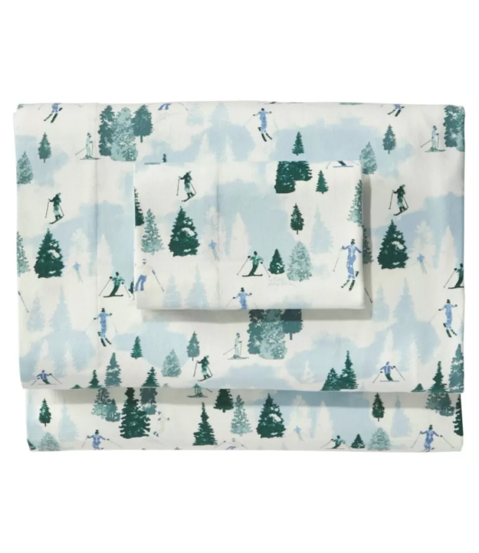 Hot "Skier Scenic Flannel Sheet Set Collection" Bedding | Holiday