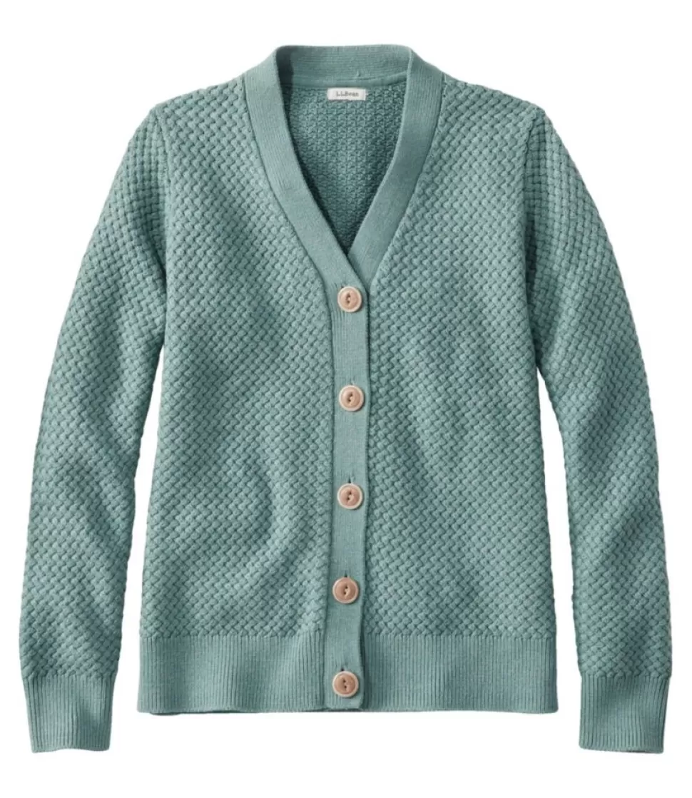 Outlet "Women's Basketweave Sweater, Button-Front Cardigan" Women Sweaters