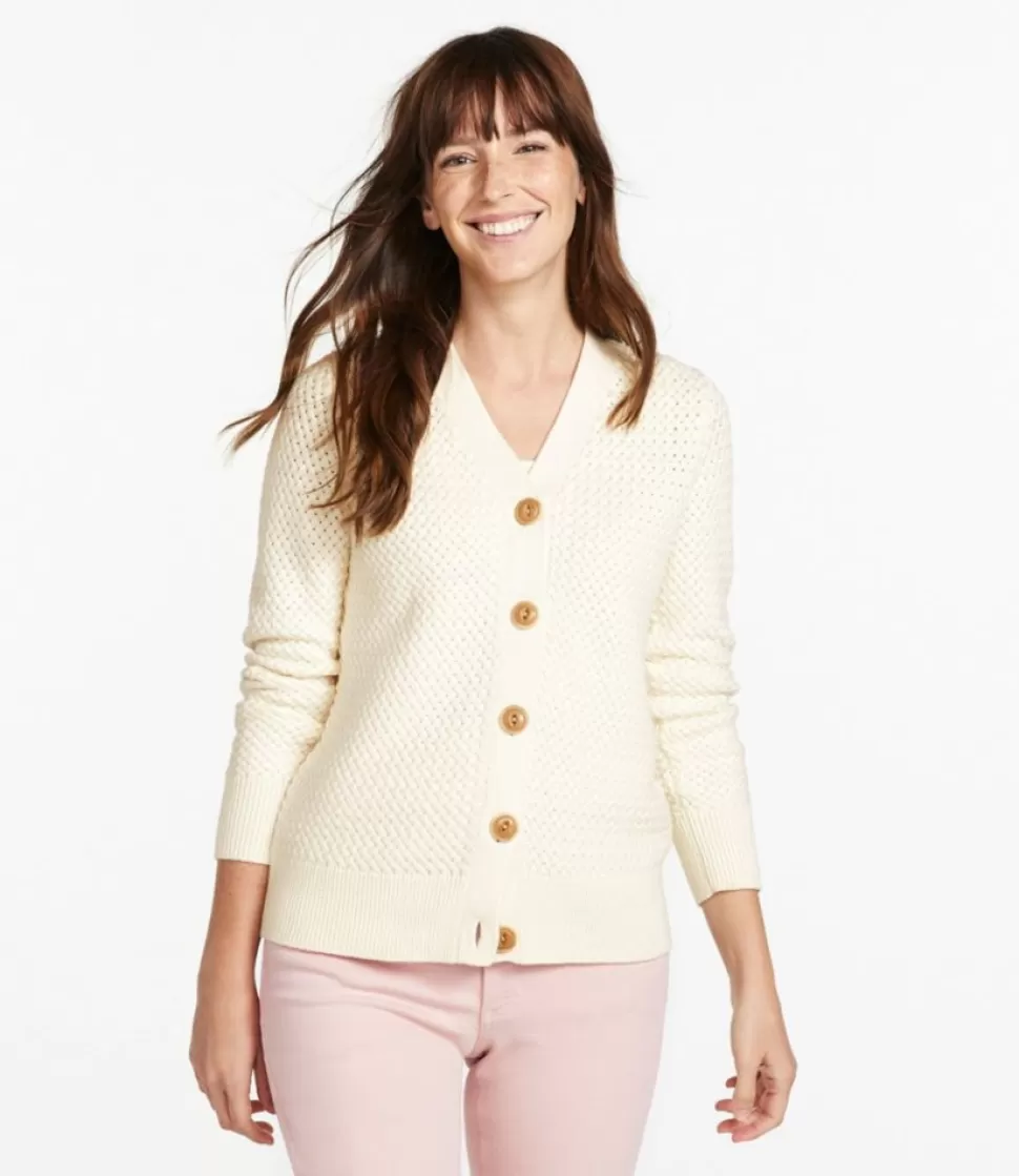 Outlet "Women's Basketweave Sweater, Button-Front Cardigan" Women Sweaters