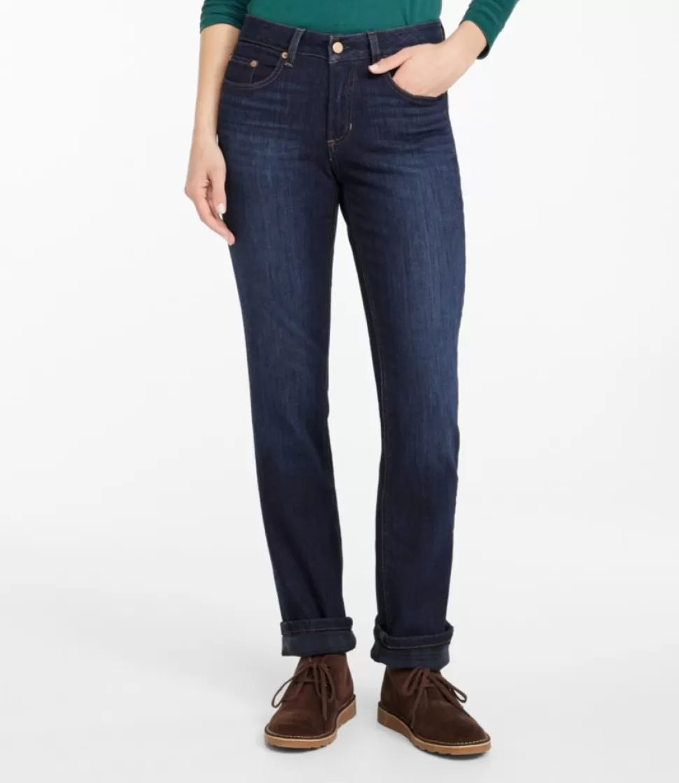 Online "Women's BeanFlex® Jeans, Mid-Rise Straight-Leg Lined" Women Jeans