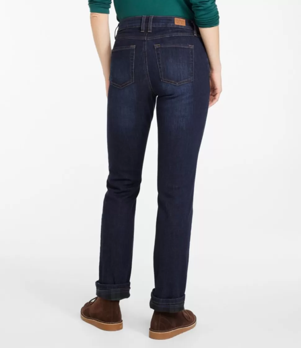 Online "Women's BeanFlex® Jeans, Mid-Rise Straight-Leg Lined" Women Jeans