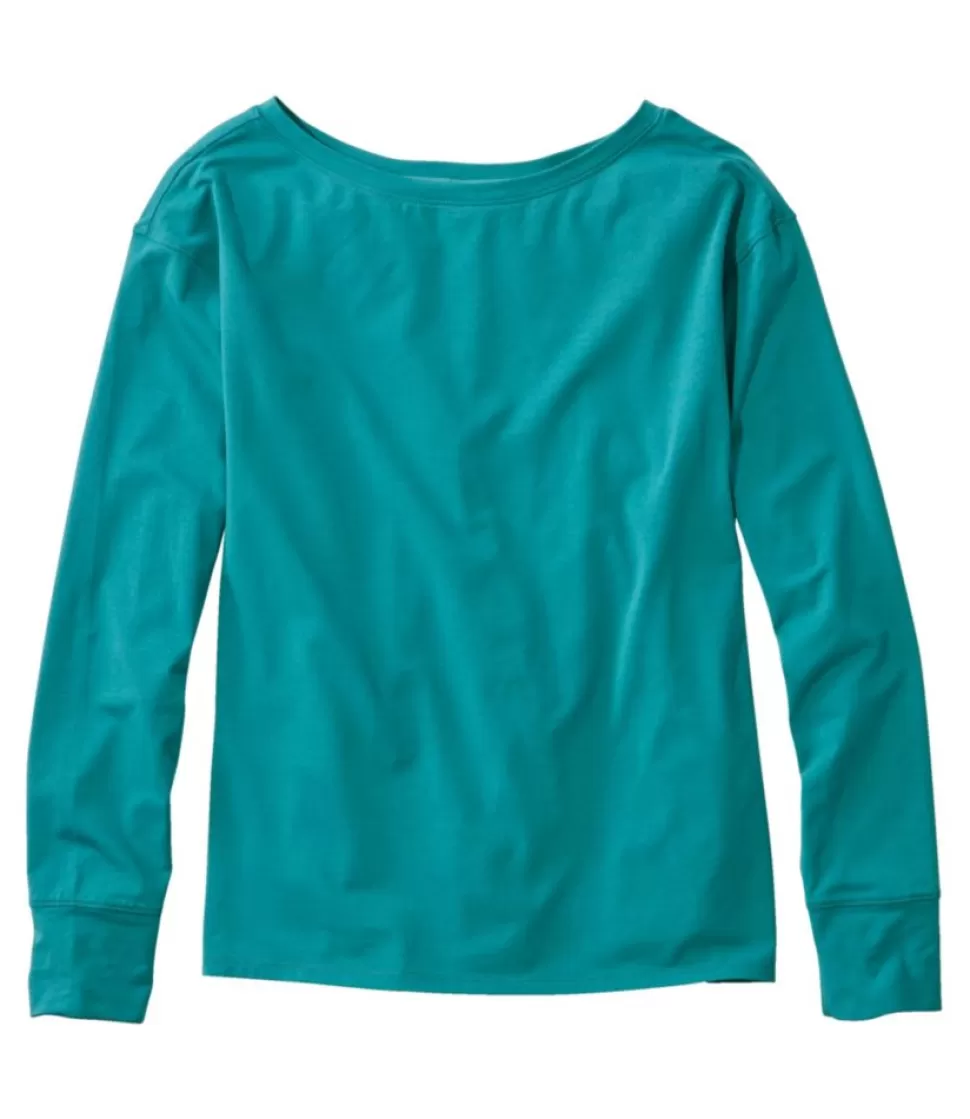 Outlet "Women's Beyond Soft Tee, Pleat-Back Long-Sleeve" Women Shirts & Tops | Activewear