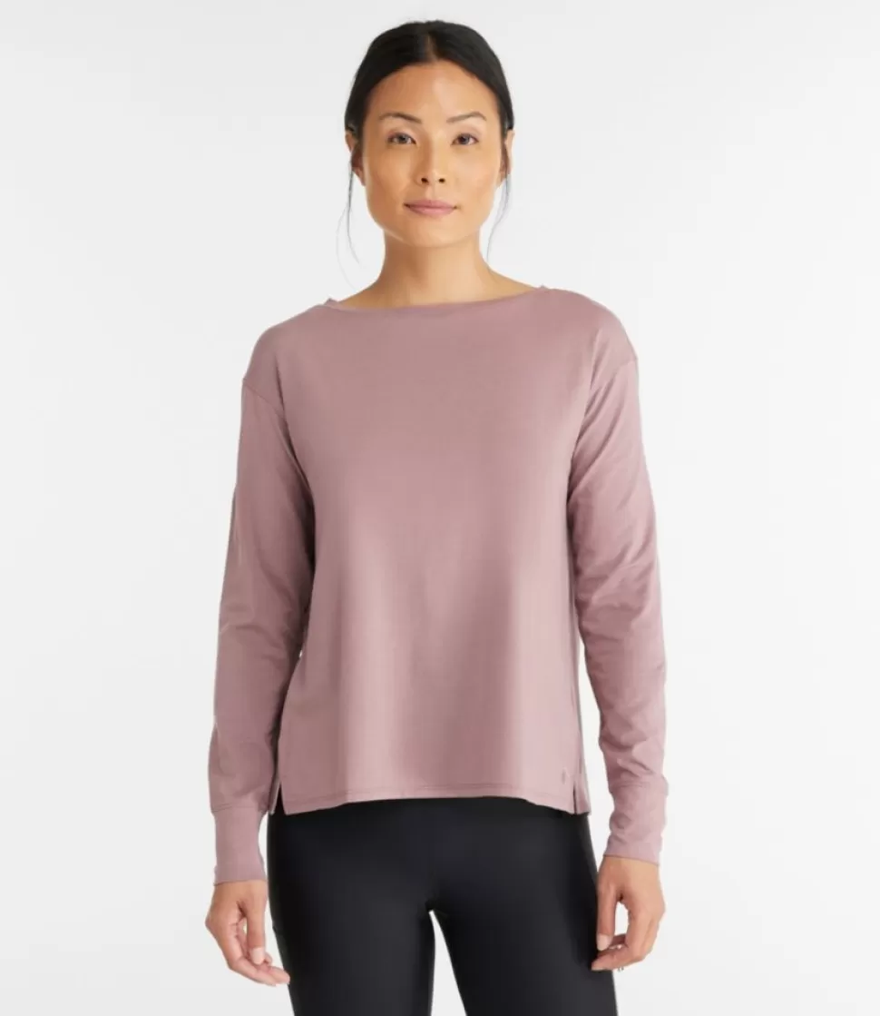 Outlet "Women's Beyond Soft Tee, Pleat-Back Long-Sleeve" Women Shirts & Tops | Activewear