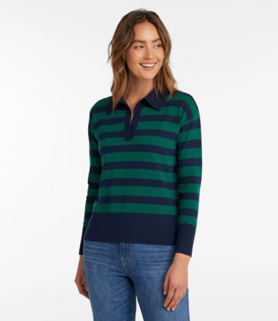 Outlet "Women's Cotton/Cashmere Sweater, Polo Stripe" Women Sweaters