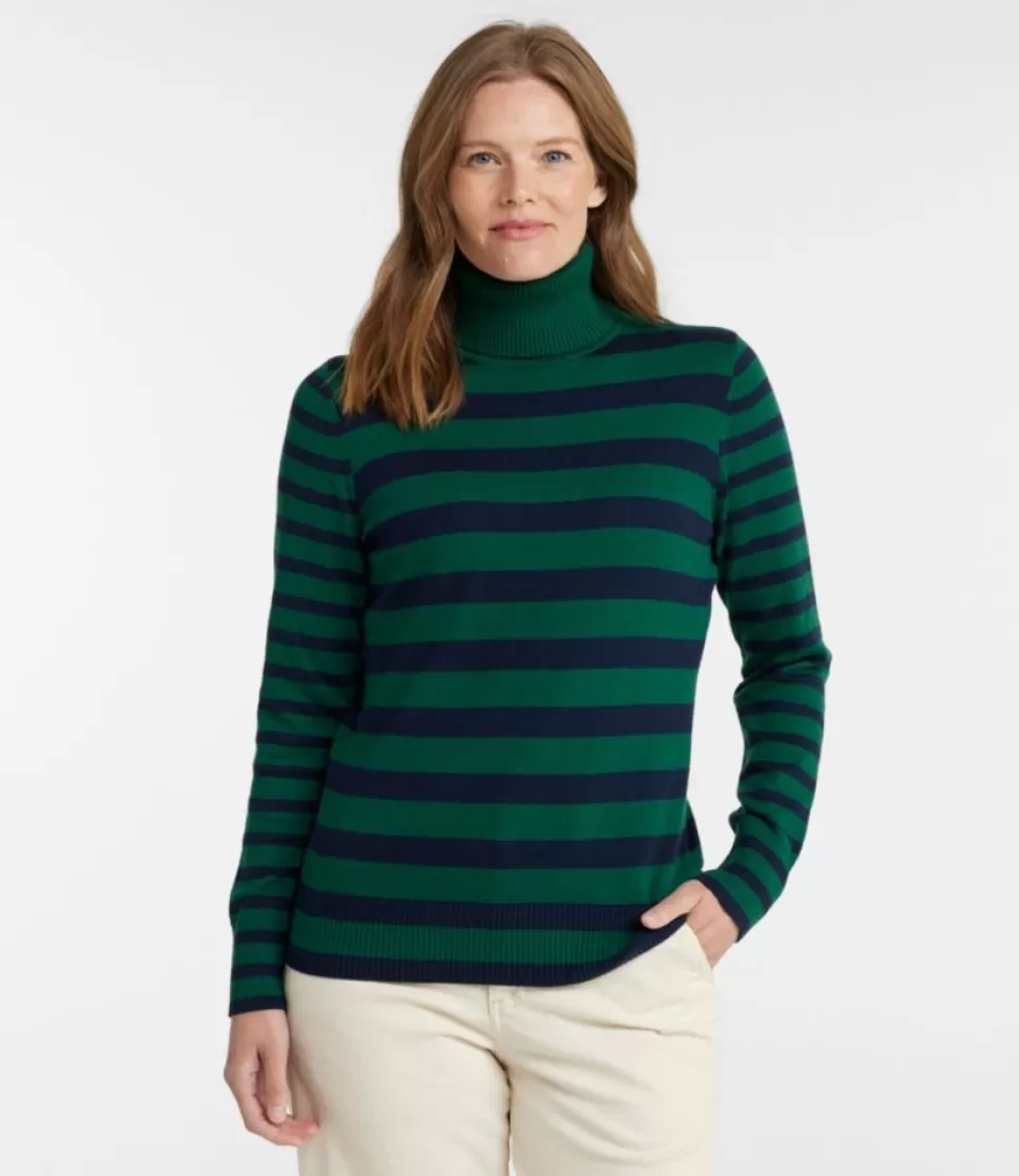 Online "Women's Cotton/Cashmere Sweater, Turtleneck Stripe" Women Sweaters