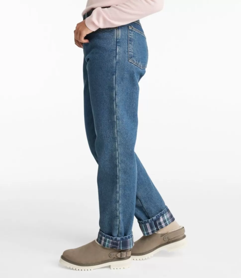 Outlet "Women's Double L® Jeans, Ultra High-Rise Comfort Waist Tapered Leg Flannel-Lined" Women Jeans