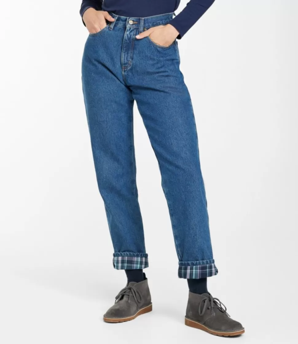 Outlet "Women's Double L® Jeans, Ultra-High Rise Tapered Leg Flannel-Lined" Women Jeans