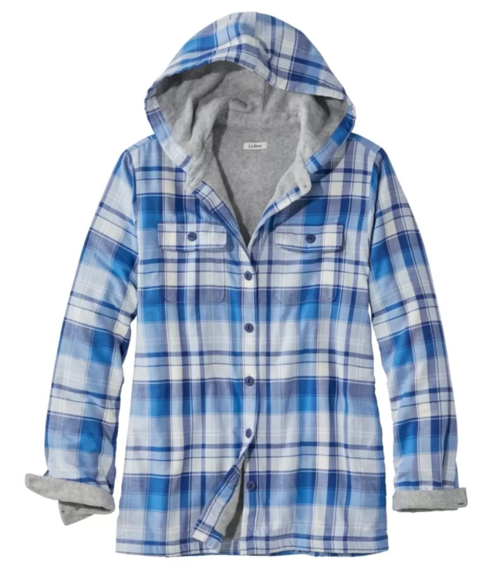 Outlet "Women's Fleece-Lined Flannel Hoodie, Plaid" Women Shirts & Tops