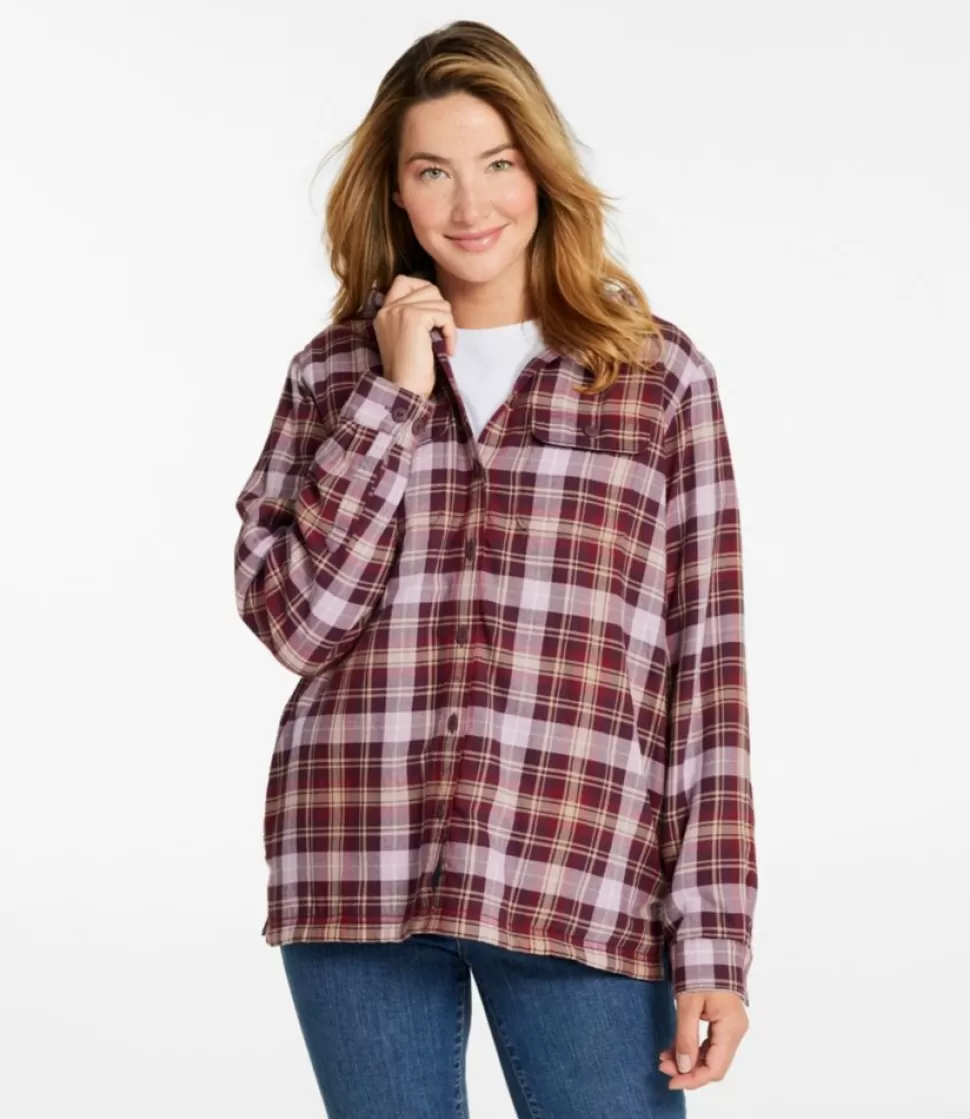 Outlet "Women's Fleece-Lined Flannel Hoodie, Plaid" Women Shirts & Tops