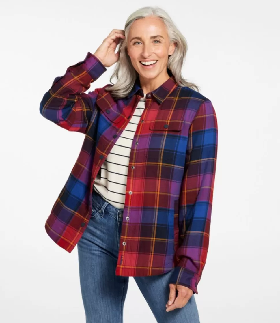 Discount "Women's Fleece-Lined Flannel Shirt, Snap-Front Plaid" Women Shirts & Tops