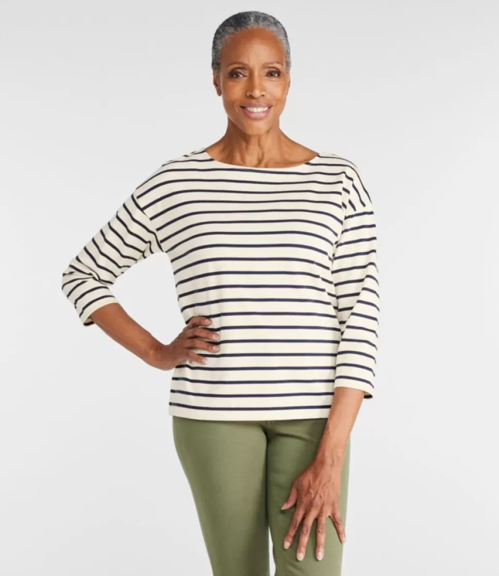 Clearance "Women's Heritage Mariner Top, Boatneck Three-Quarter-Sleeve Stripe" Women Shirts & Tops