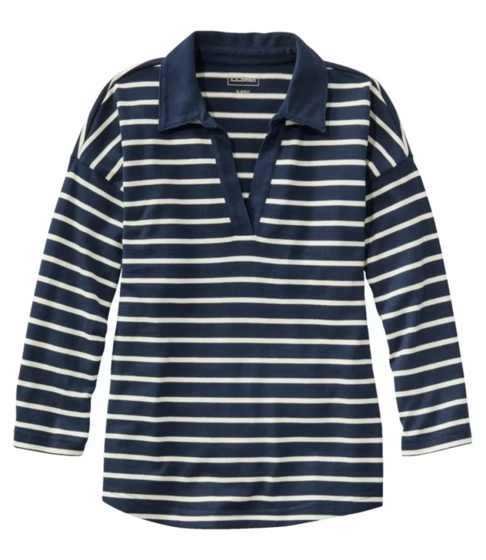 Sale "Women's Heritage Mariner Top, Splitneck Polo Three-Quarter-Sleeve Stripe" Women Shirts & Tops