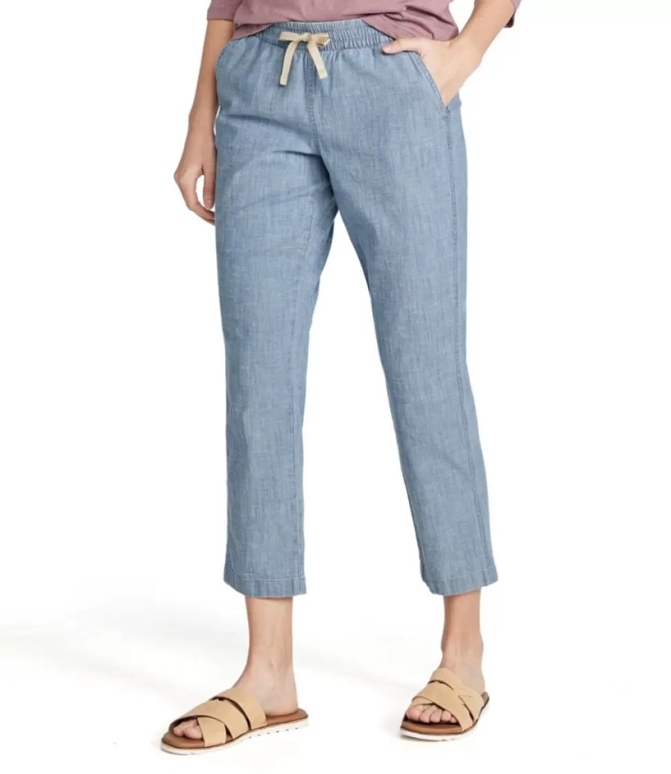 Outlet "Women's Lakewashed Pull-On Chinos, Mid-Rise Chambray Ankle Pants" Women Pants