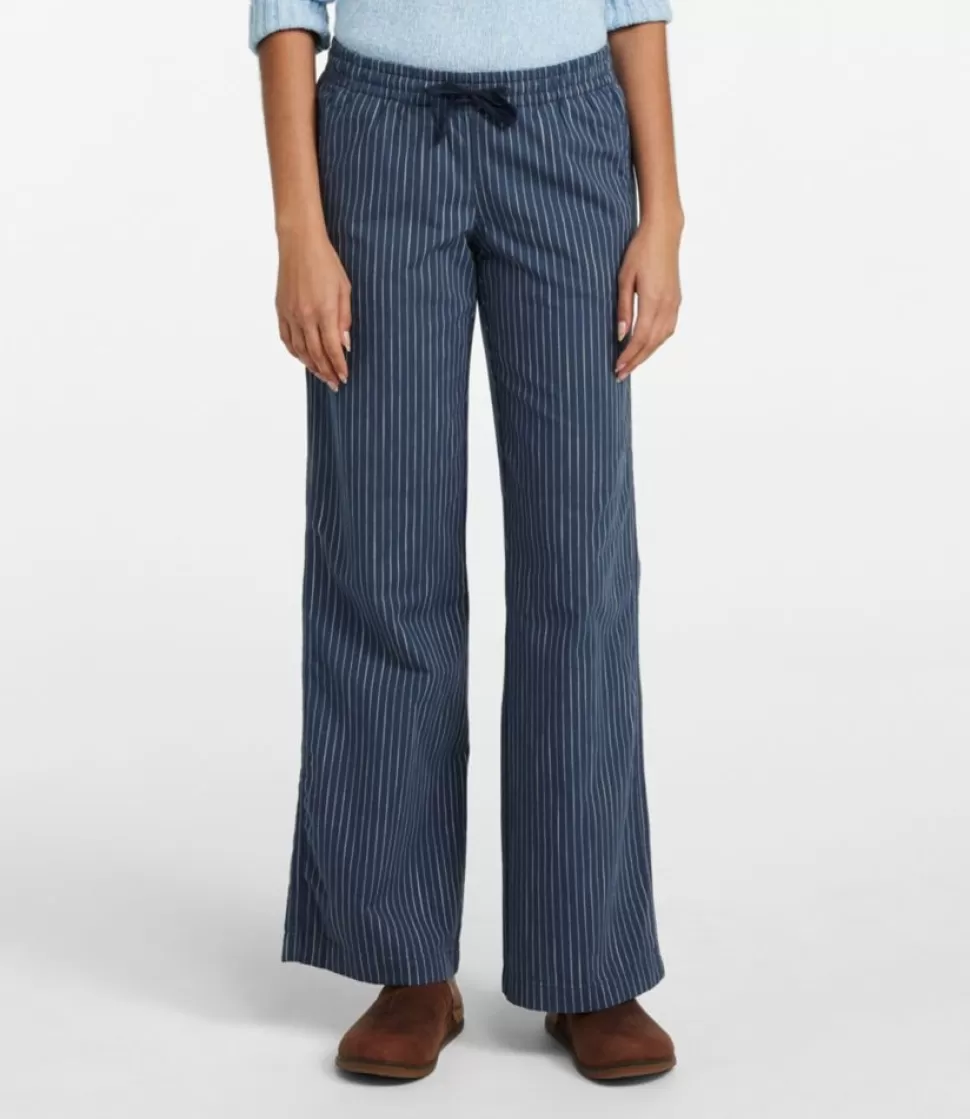Hot "Women's Lakewashed Pull-On Chinos, Mid-Rise Wide-Leg Stripe Chambray" Women Pants
