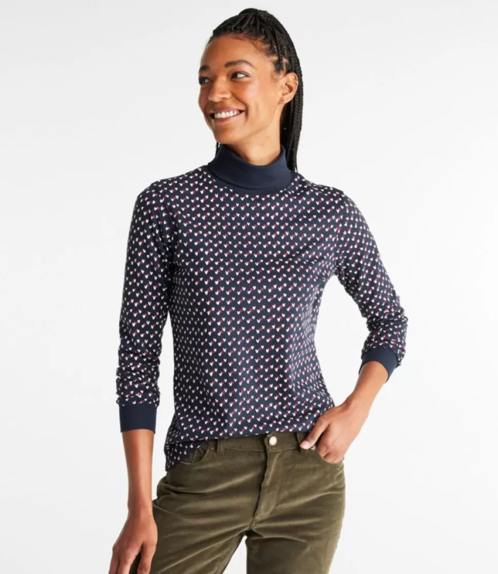 Hot "Women's Interlock Turtleneck, Long-Sleeve Print" Women Shirts & Tops