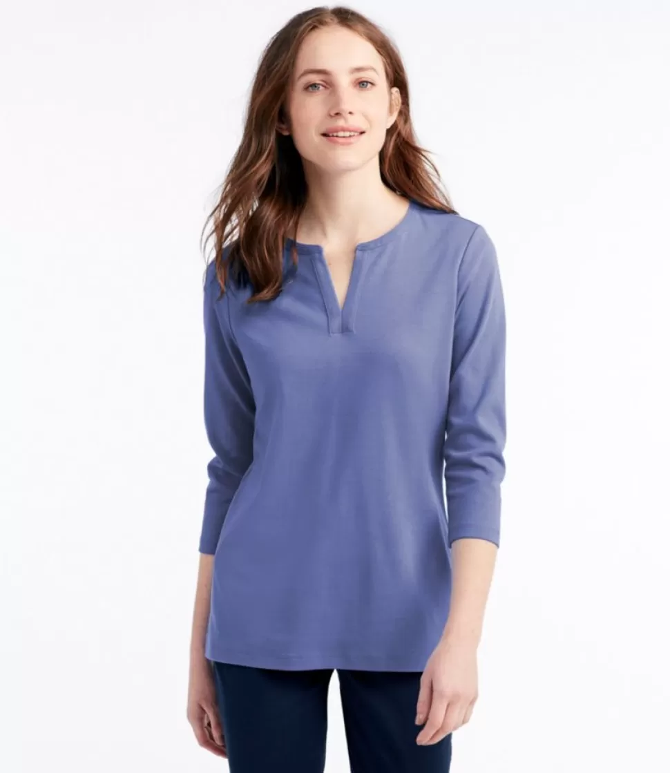 Cheap "Women's Tee, Three-Quarter-Sleeve Splitneck Tunic" Women Shirts & Tops