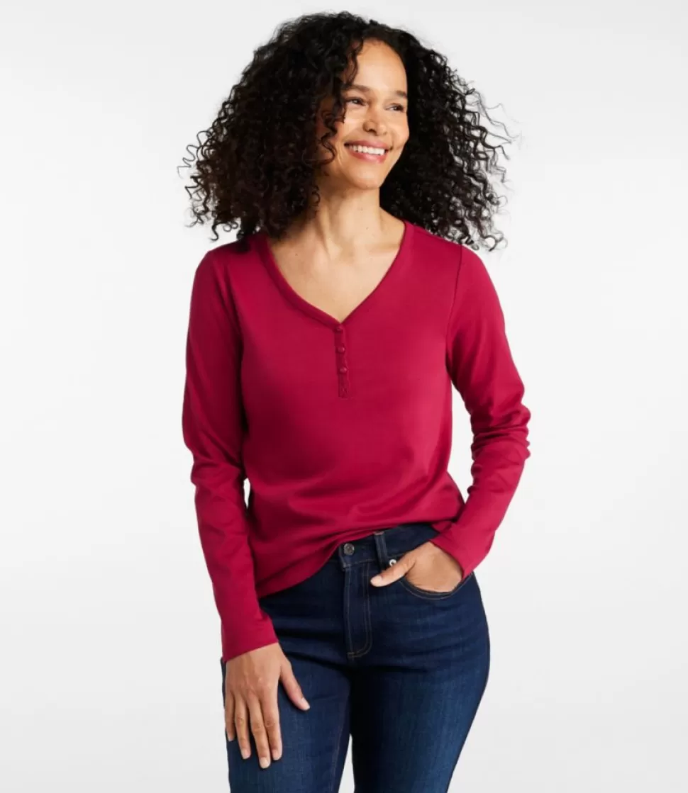 Outlet "Women's V-Neck Henley, Long-Sleeve" Women Shirts & Tops