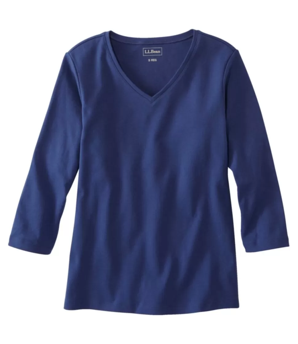 Fashion "Women's V-Neck, Three-Quarter-Sleeve" Women Shirts & Tops