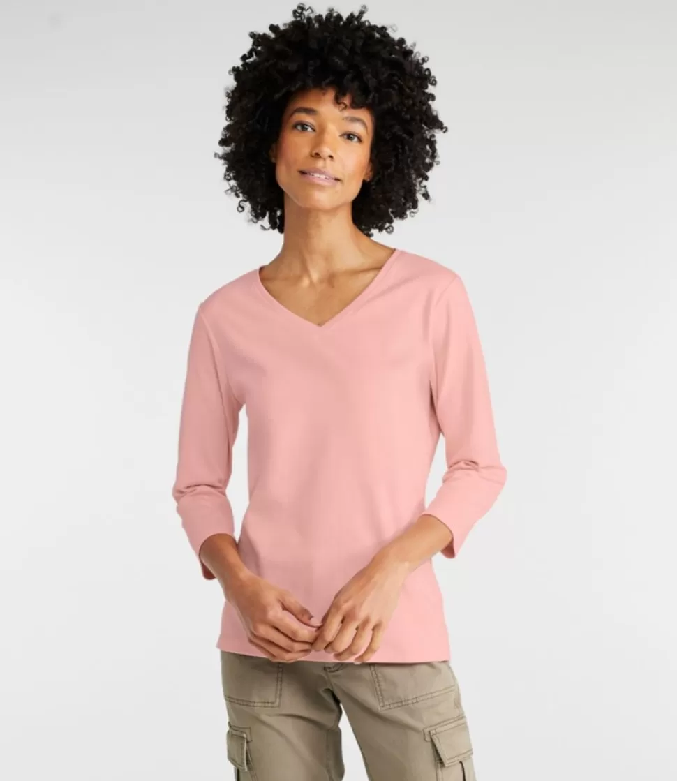 Fashion "Women's V-Neck, Three-Quarter-Sleeve" Women Shirts & Tops