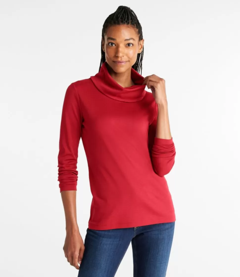 Hot "Women's Pima Cotton Tee, Long-Sleeve Cowlneck" Women Shirts & Tops