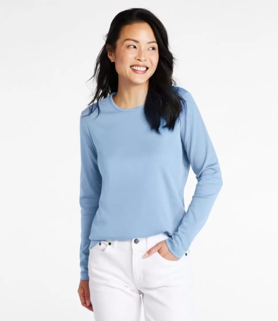 Sale "Women's Pima Cotton Tee, Long-Sleeve Crewneck" Women Shirts & Tops