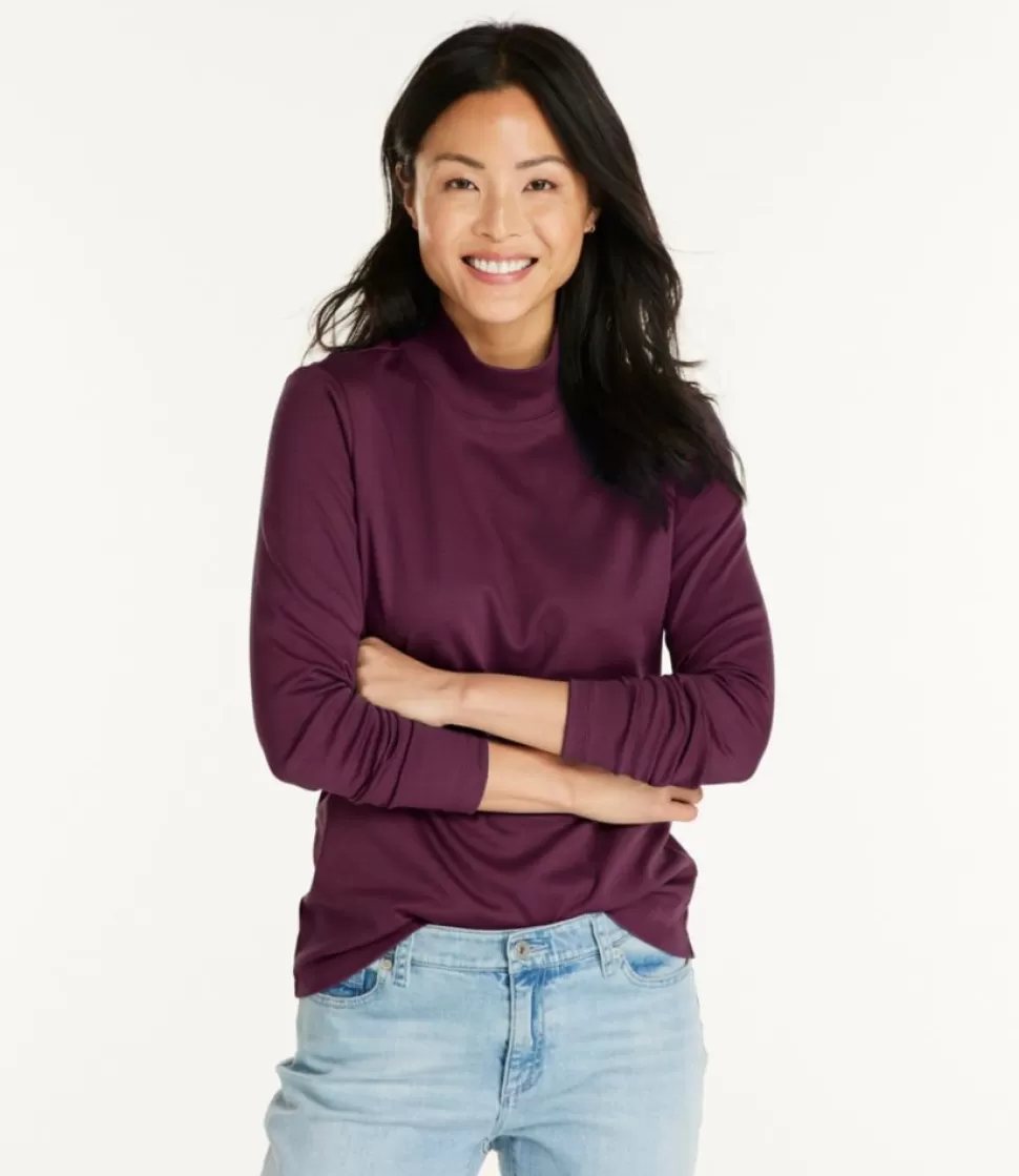 Outlet "Women's Pima Cotton Tee, Long-Sleeve Mockneck" Women Shirts & Tops