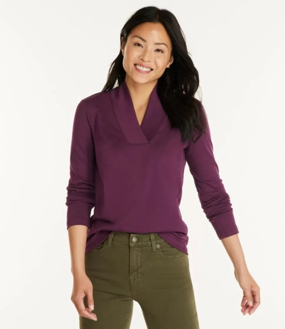 Discount "Women's Pima Cotton Tee, Shawl Long-Sleeve" Women Shirts & Tops