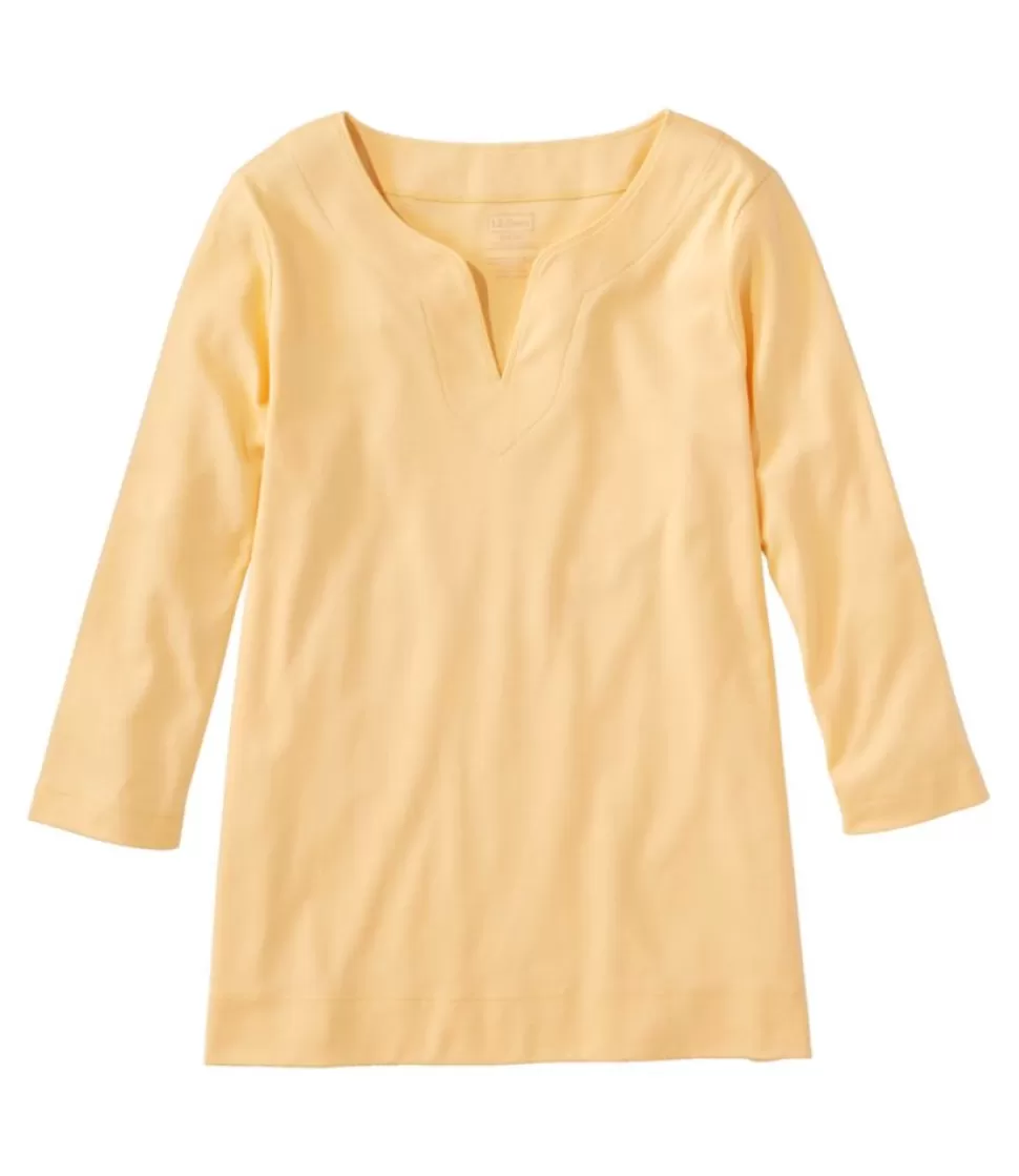 Cheap "Women's Pima Cotton Tunic, Three-Quarter-Sleeve Splitneck" Women Shirts & Tops