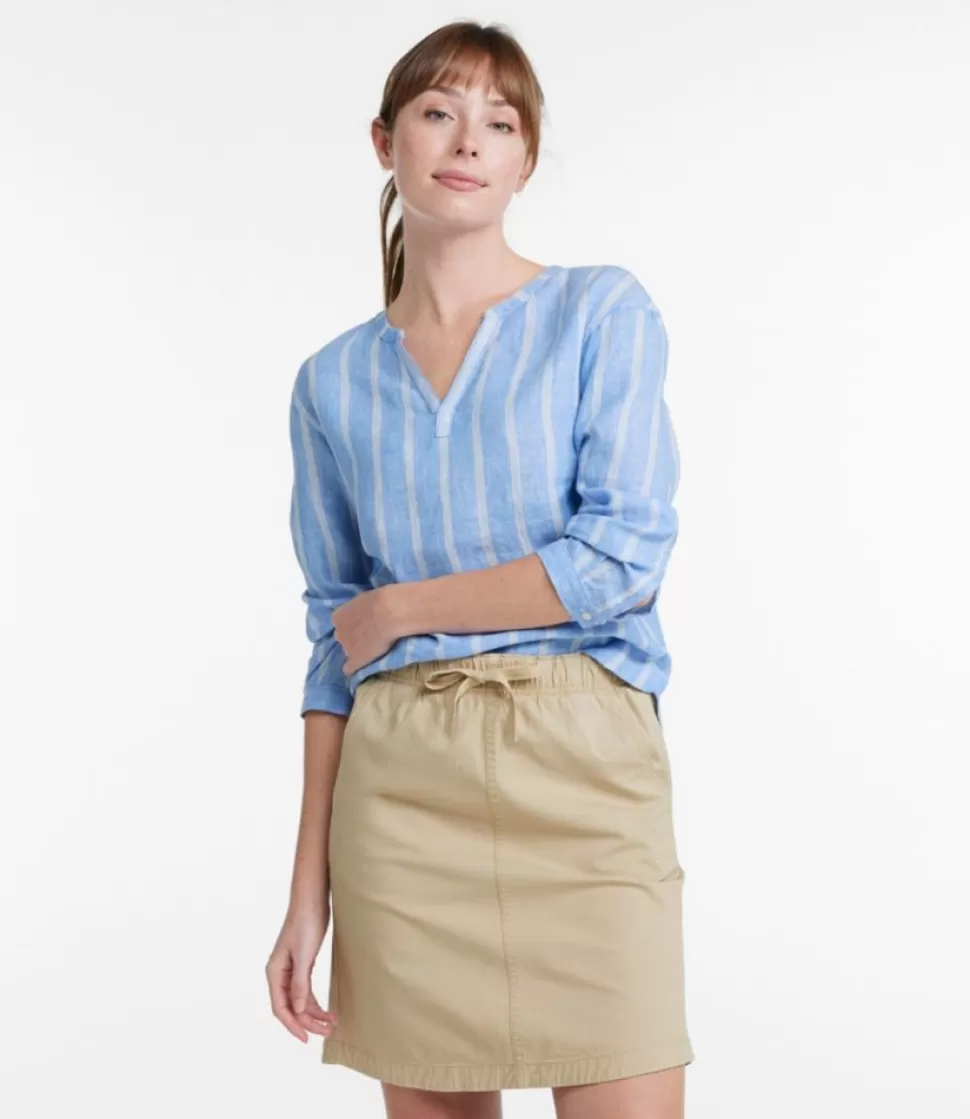 Best "Women's Premium Washable Linen Shirt, Splitneck Stripe" Women Shirts & Tops