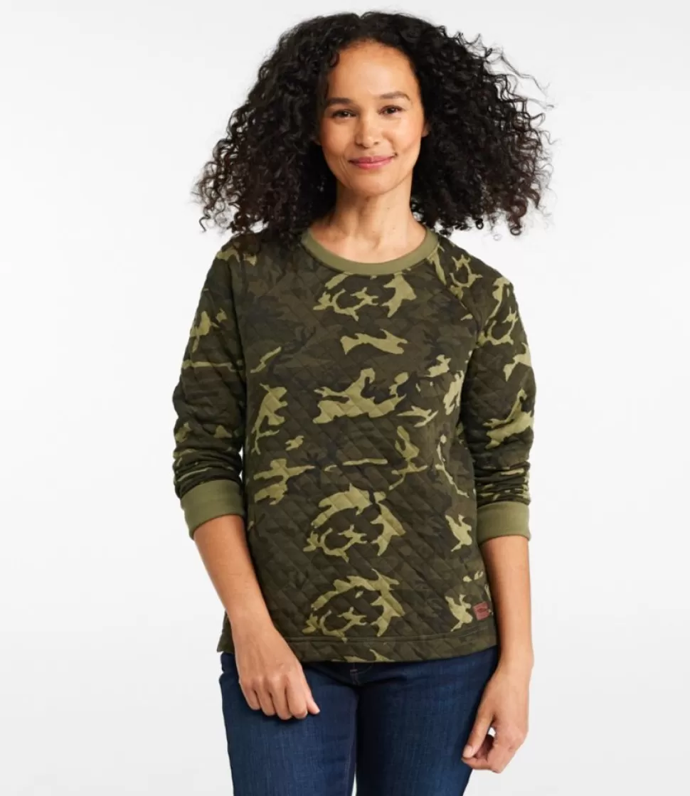 Outlet "Women's Quilted Sweatshirt, Crewneck Pullover Print" Women Sweatshirts