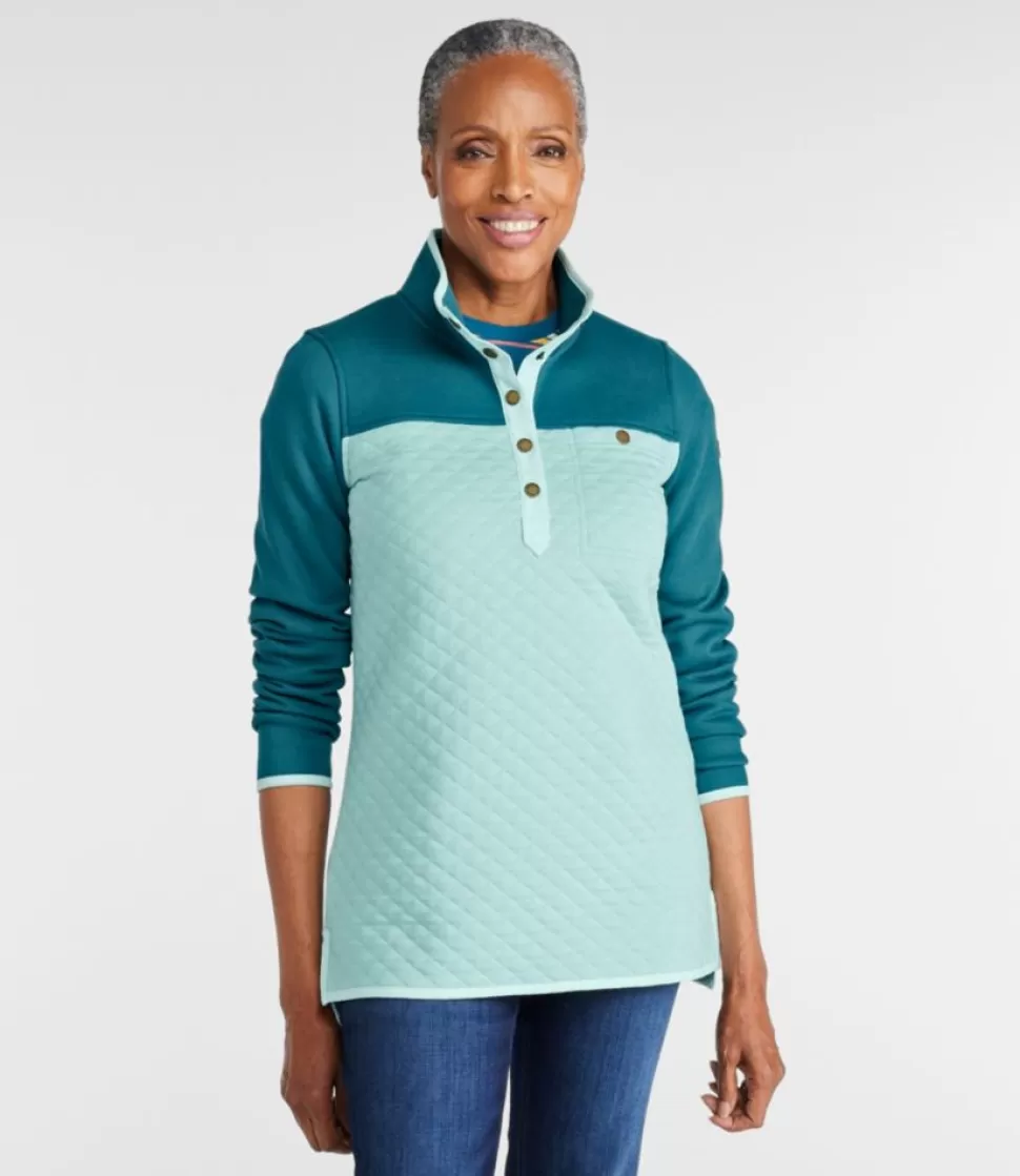 Best Sale "Women's Quilted Sweatshirt, Mockneck Tunic Colorblock" Women Sweatshirts