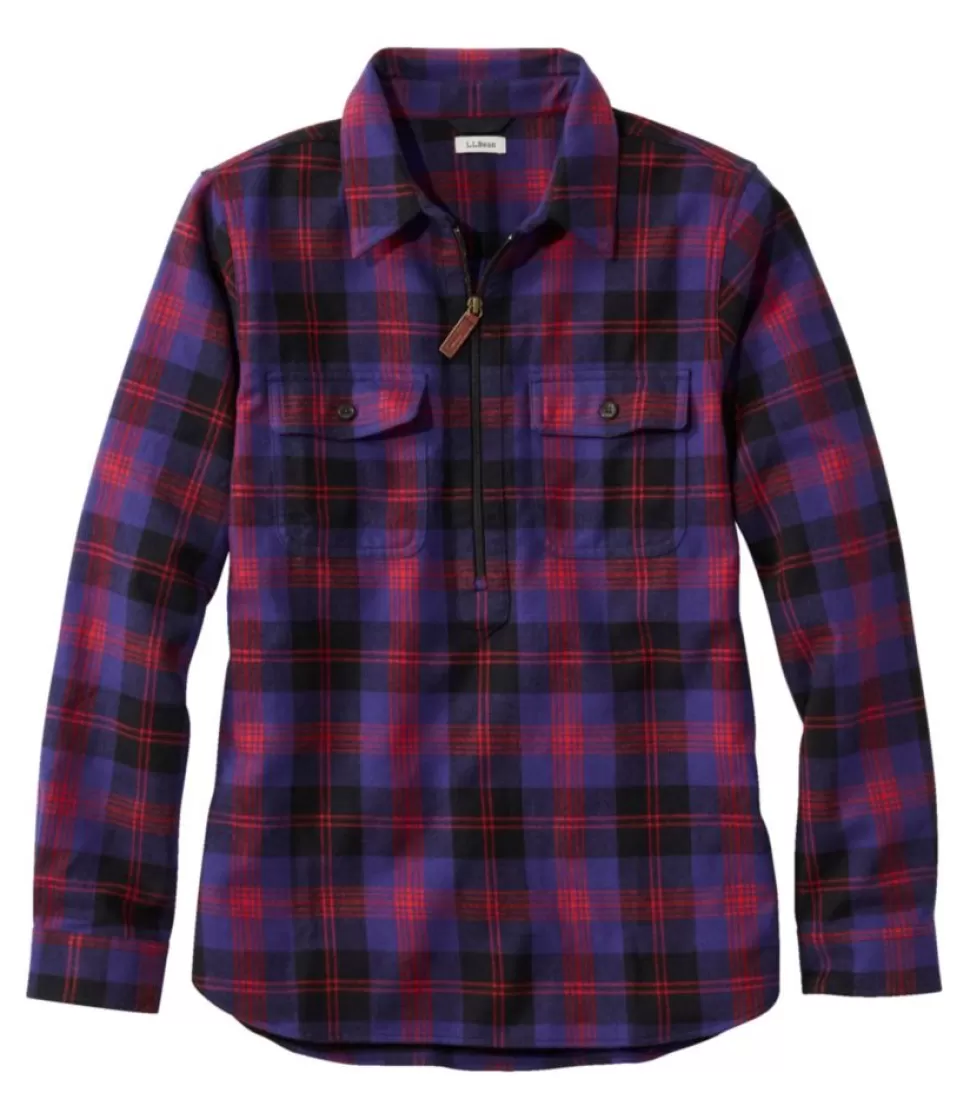 New "Women's Scotch Plaid Flannel Shirt, Quarter-Zip" Women Shirts & Tops