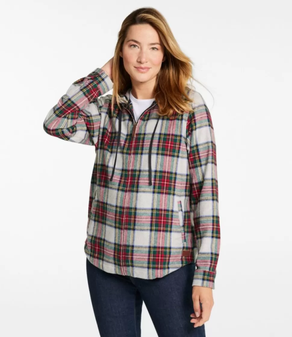 Shop "Women's Scotch Plaid Flannel Shirt, Relaxed Zip Hoodie" Women Shirts & Tops