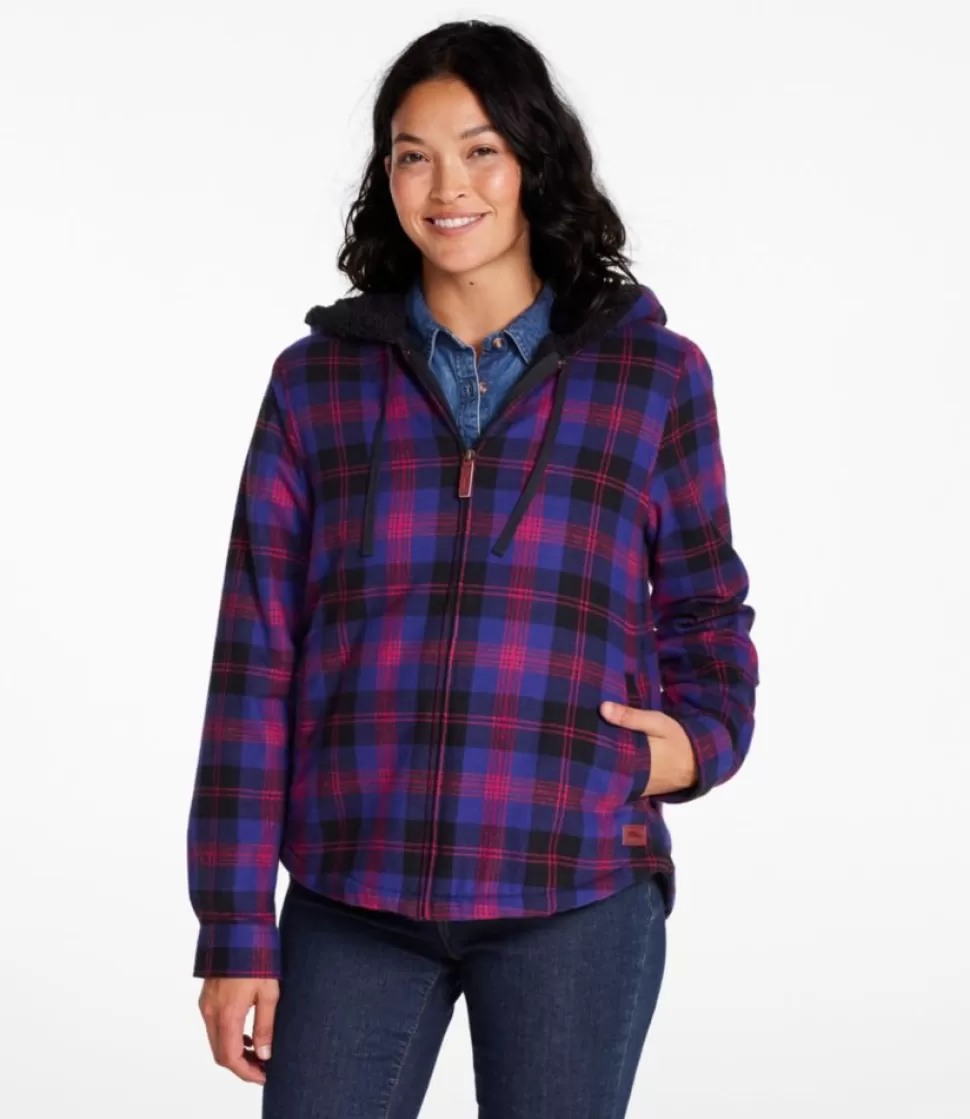 Store "Women's Scotch Plaid Flannel Shirt, Sherpa-Lined Zip Hoodie" Women Shirts & Tops