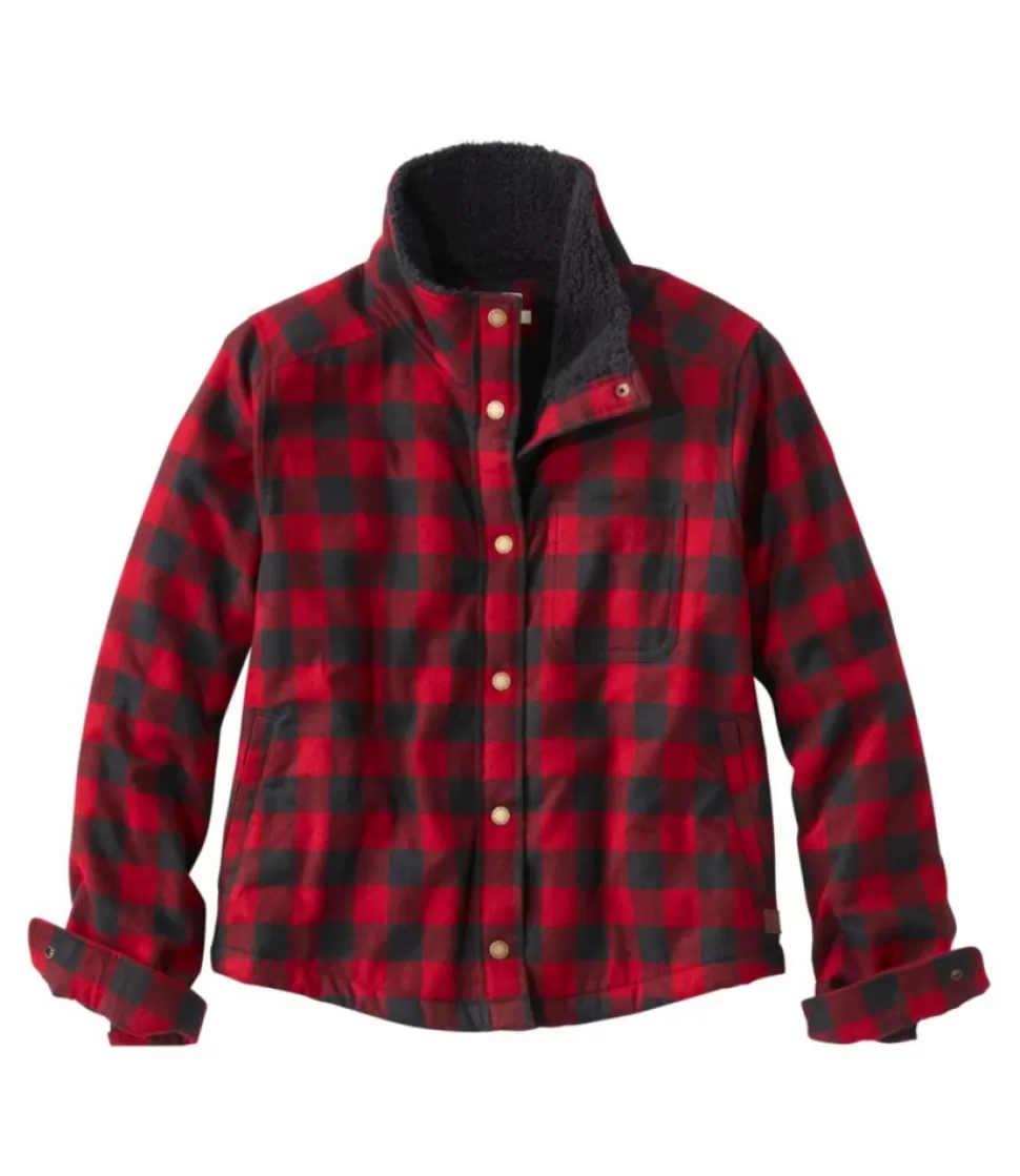 Best "Women's Scotch Plaid Shirt, Sherpa-Lined Mockneck Jacket" Women Shirts & Tops