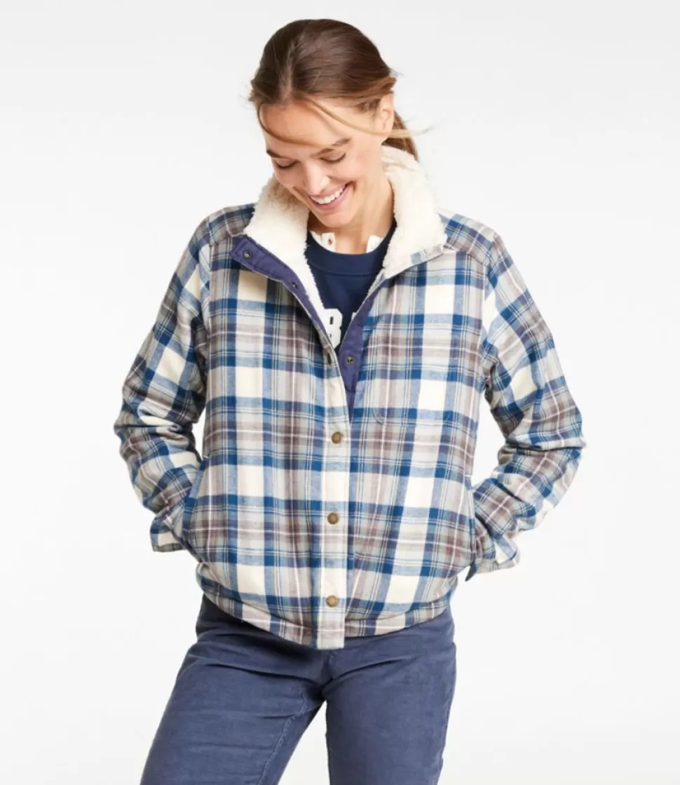 Best "Women's Scotch Plaid Shirt, Sherpa-Lined Mockneck Jacket" Women Shirts & Tops