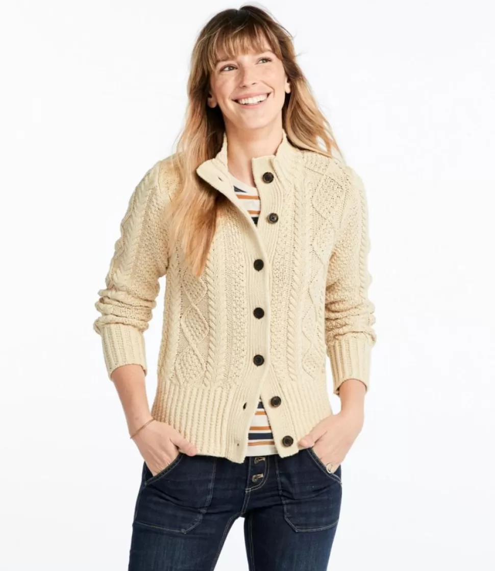 Best Sale "Women's Signature Cotton Fisherman Sweater, Short Cardigan" Women Sweaters