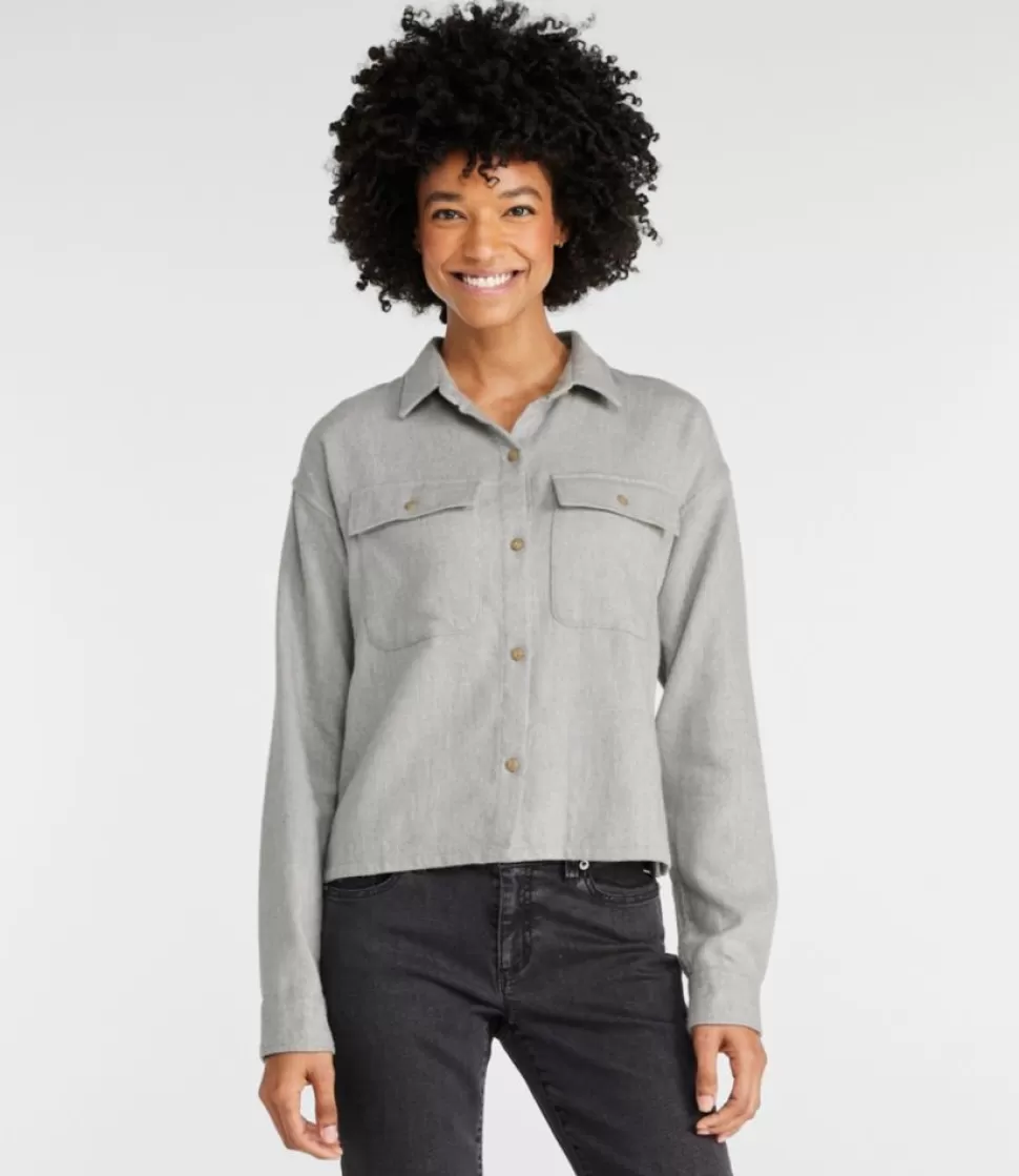 Clearance "Women's Signature Heritage Textured Flannel Shirt, Cropped" Women Shirts & Tops